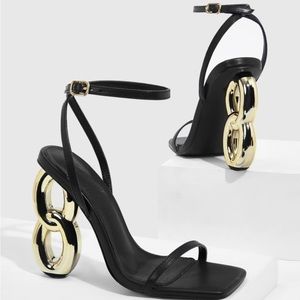 Black strap & Gold Heels